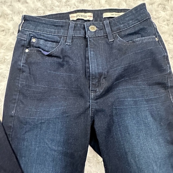 GUESS 1981 Womens Skinny Dark Blue Jeans - Picture 2 of 10